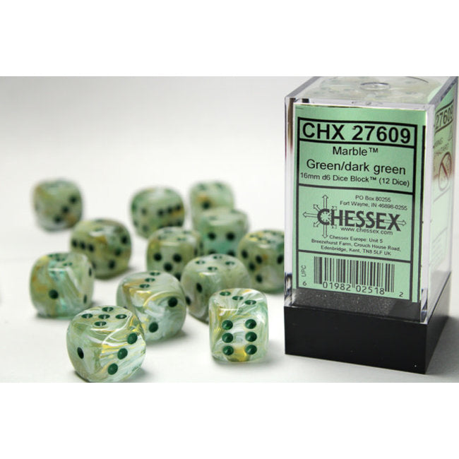 16mm Marble Green/Dark Green D6 Brick