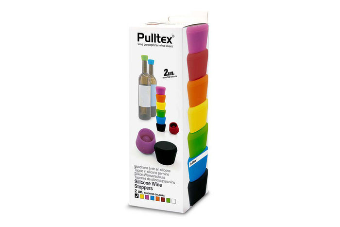 2 bouchons à vin Pulltex en silicone coloré