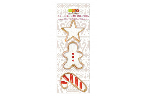 3 découpoirs Scrapcooking en inox doré - Bonhomme pain d'épice/sucre d'orge/étoile
