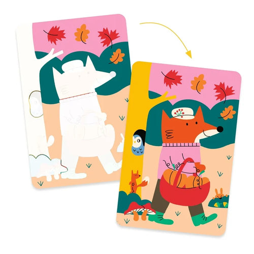 Two colorful animal-themed cards with a white background