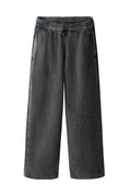 Black wide-leg pants on a white background
