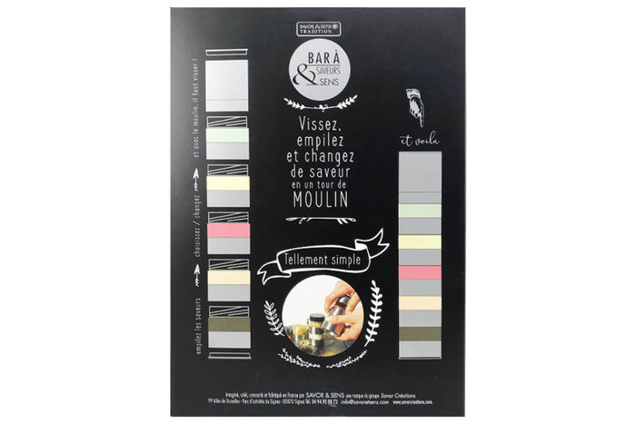 Bar à poivres Savor&Sens 5 poivres et moulin dévissable - 72g