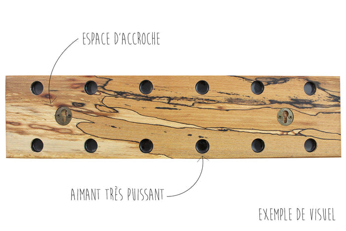 Barre aimantée artisanale Essences Creations en hêtre et résine 50cm - 6 places