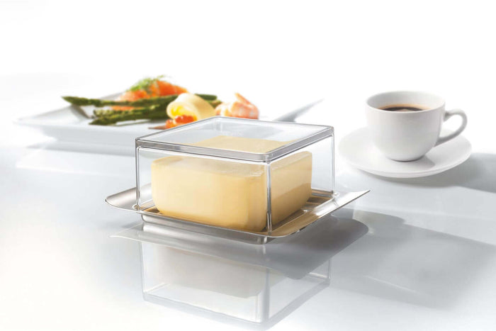 Beurrier Gefu Brunch en acier inoxydable et SAN pour beurre 125g