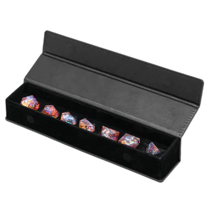 Black Leatherette Magnetic Dice Vault