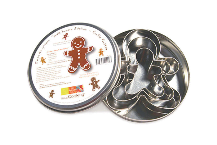 Boîte 3 emporte-pièces Scrapcooking en inox - Bonhommes pain d'épice