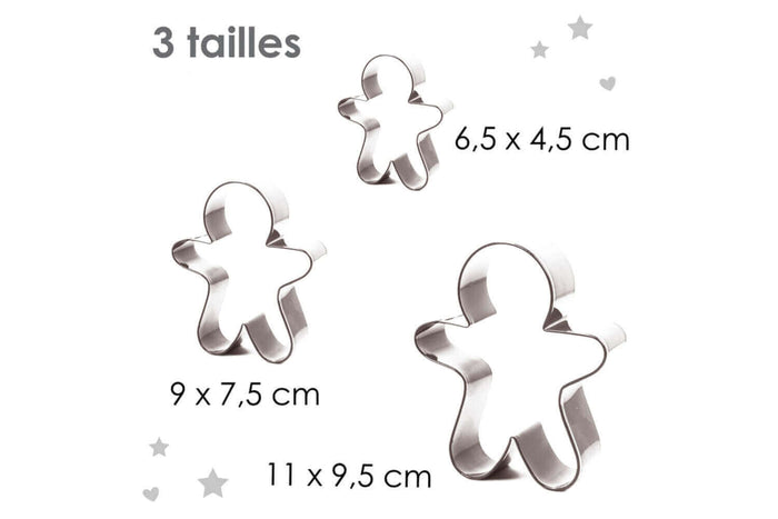 Boîte 3 emporte-pièces Scrapcooking en inox - Bonhommes pain d'épice