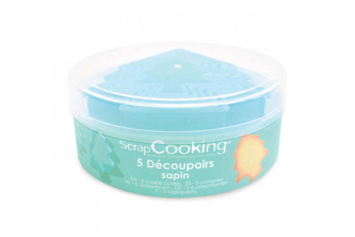 Boîte 5 découpoirs sapins Scrapcooking en polypropylène