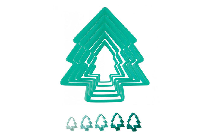 Boîte 5 découpoirs sapins Scrapcooking en polypropylène