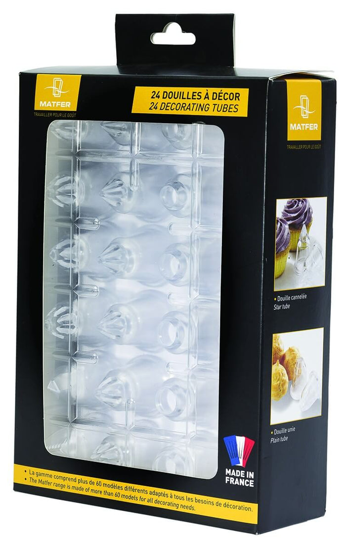Boîte de 24 douilles choix du pâtissier Matfer en polycarbonate transparent