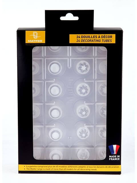 Boîte de 24 douilles choix du pâtissier Matfer en polycarbonate transparent