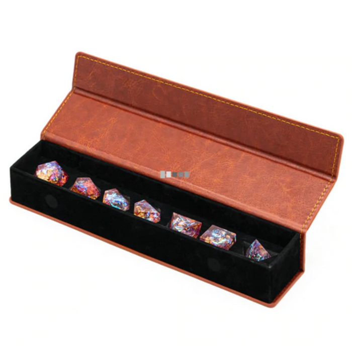 Brown Leatherette Magnetic Dice Vault