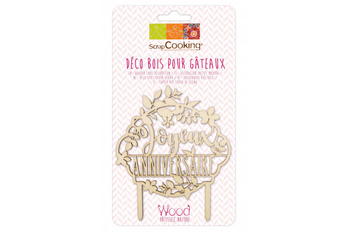 Cake topper "Joyeux Anniversaire" Scrapcooking en bois