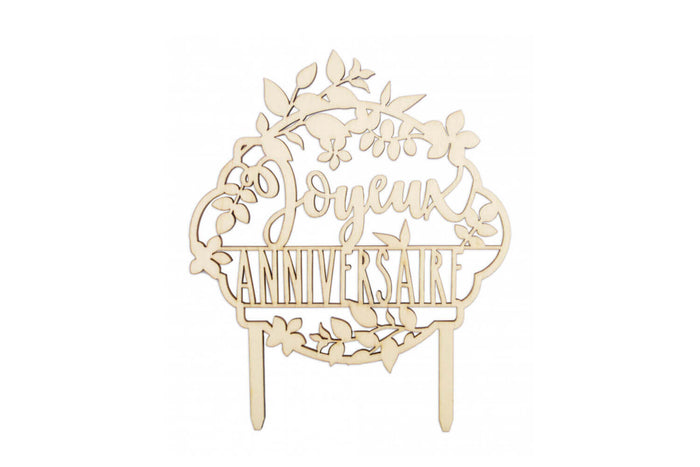 Cake topper "Joyeux Anniversaire" Scrapcooking en bois