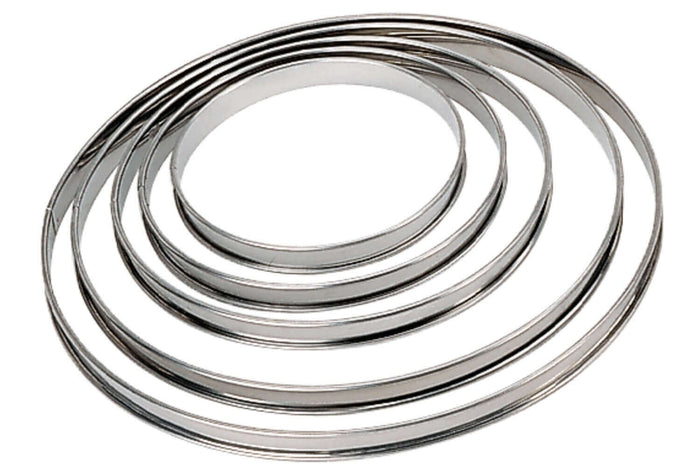 Cercle à tarte rond inox De Buyer bord roulé 20cm