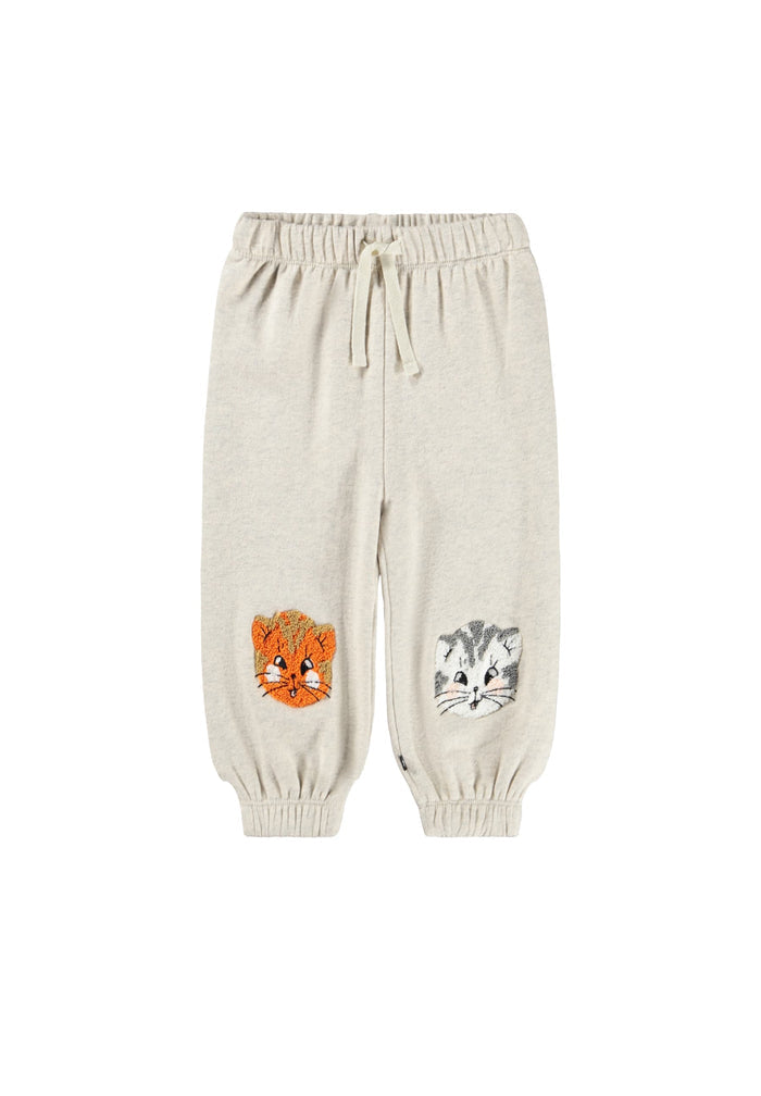 sweatpants with cat illustrations on a white background