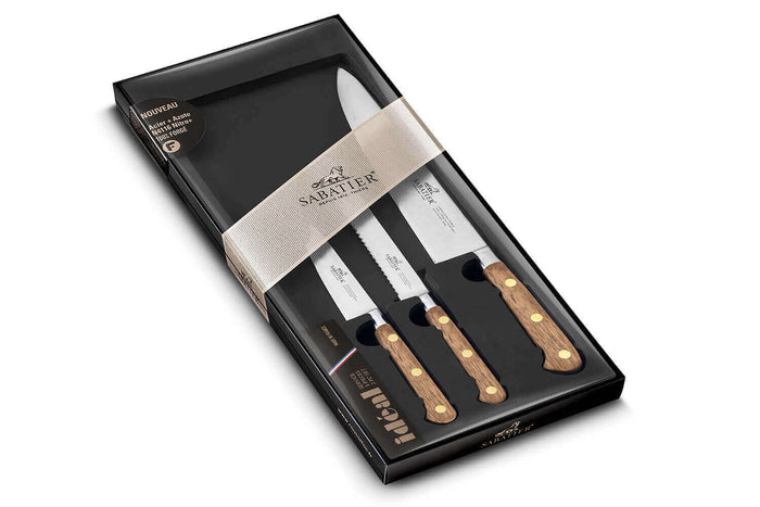 Coffret 3 couteaux Sabatier Perigord Office + Universel + Chef