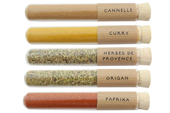 Coffret 5 mini tubes d'épices Le Monde en Tube Mes p'tites épices les chouchous