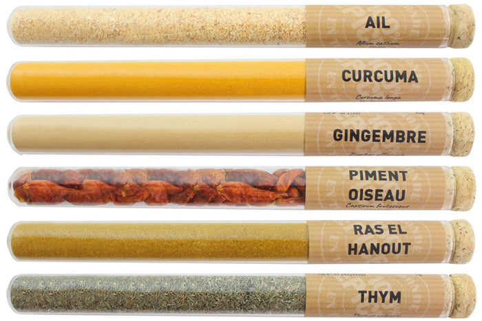 Coffret 6 tubes d'épices Le Monde en Tube Recevoir autour d'un plat unique