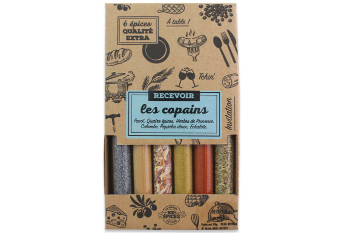 Coffret 6 tubes d'épices Le Monde en Tube Recevoir les copains