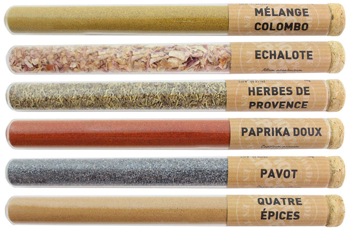 Coffret 6 tubes d'épices Le Monde en Tube Recevoir les copains