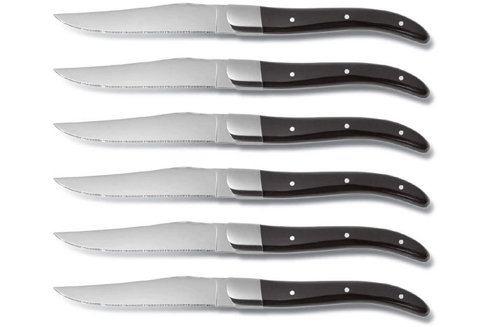 Coffret bois 6 couteaux à steak Comas ACR Noir acier inox 13/0