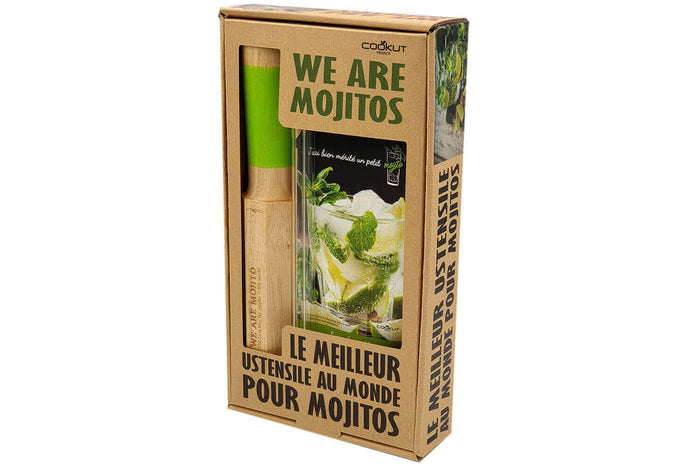 Coffret cadeau Cookut spécial mojito 1 pilon + 2 pailles en verre + 1 livre de recettes