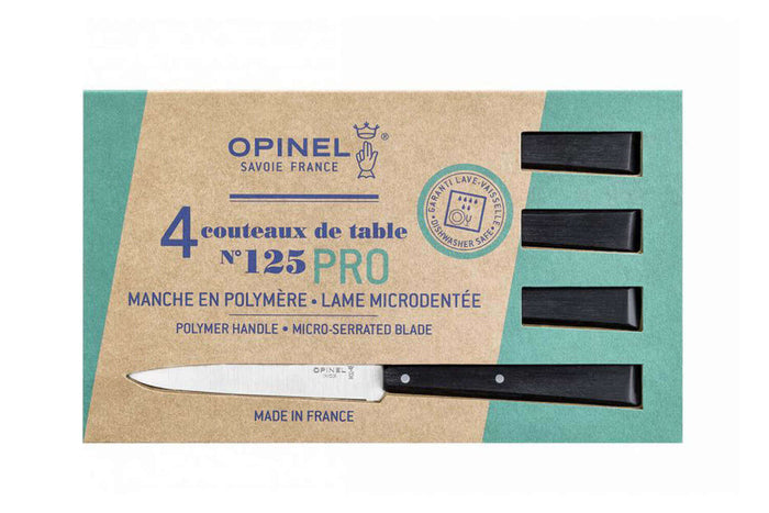 Coffret de 4 couteaux de table Opinel N°125 Pro lames micro dentées 11cm