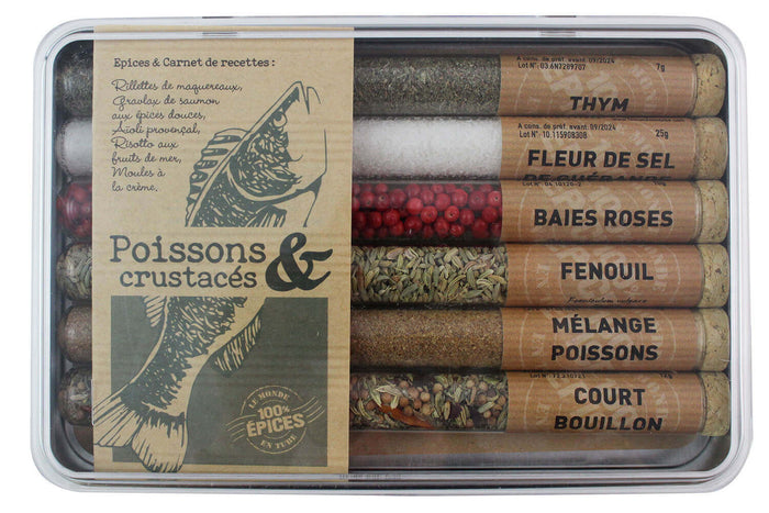 Coffret d'épices Le Monde en Tube Poissons et Crustacés 6 saveurs