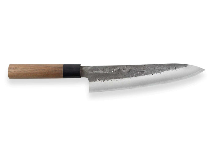 Couteau de chef japonais artisanal Wusaki Nakata BS2 21cm manche en noyer