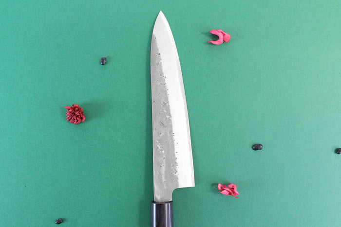 Couteau de chef japonais artisanal Wusaki Nakata BS2 21cm manche en noyer