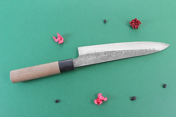 Couteau de chef japonais artisanal Wusaki Nakata BS2 21cm manche en noyer