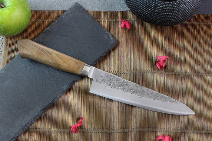 Couteau de chef japonais artisanal Wusaki Nogami BS2 18cm manche noyer