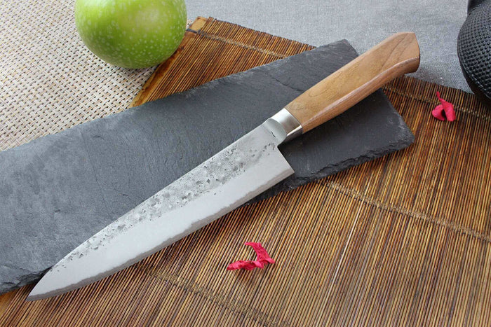 Couteau de chef japonais artisanal Wusaki Nogami BS2 18cm manche noyer