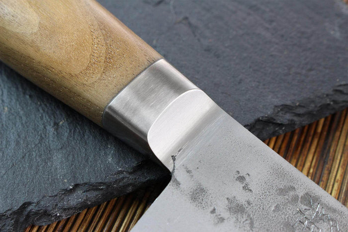 Couteau de chef japonais artisanal Wusaki Nogami BS2 18cm manche noyer