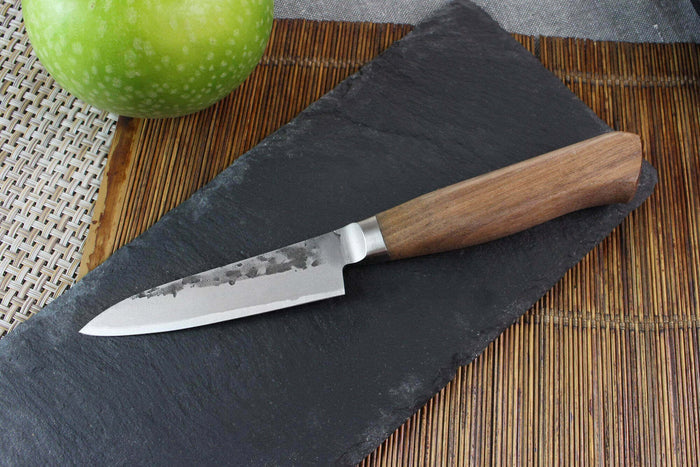 Couteau d'office japonais artisanal Wusaki Nogami BS2 9cm manche en noyer