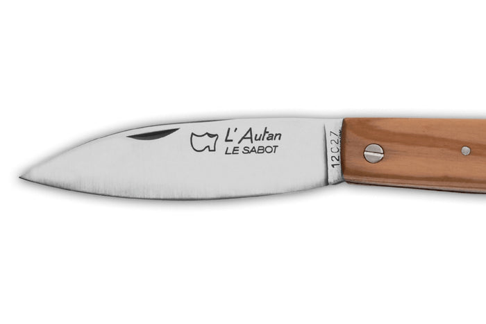 Couteau pliant AU SABOT L'Autan acier Sandvik manche olivier 11cm