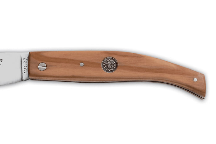 Couteau pliant AU SABOT L'Autan acier Sandvik manche olivier 11cm