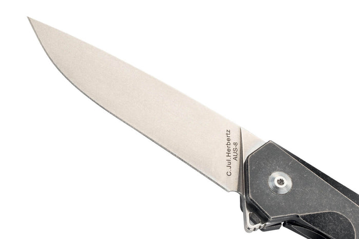 Couteau pliant Herbertz 533312 manche style épuré en titane noir 12,3cm