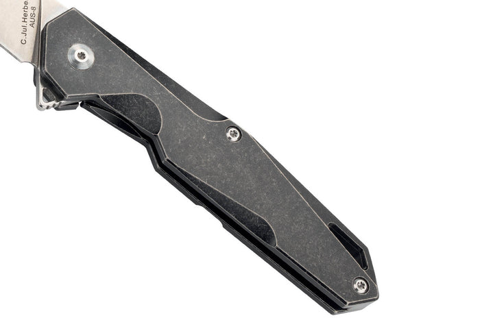 Couteau pliant Herbertz 533312 manche style épuré en titane noir 12,3cm