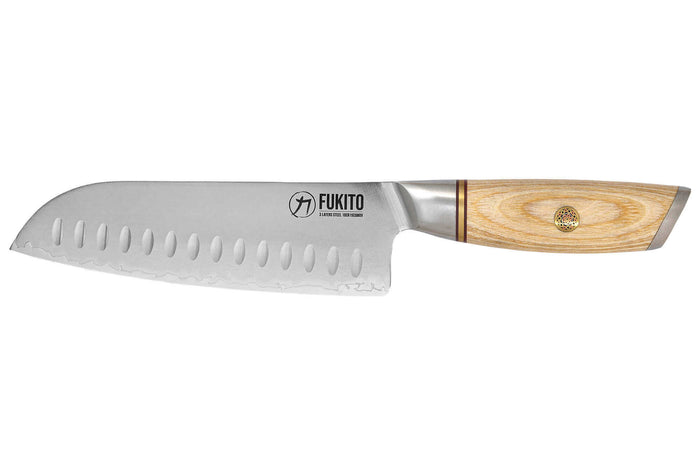 Couteau santoku Fukito Pakka San Mai alvéolé 18cm