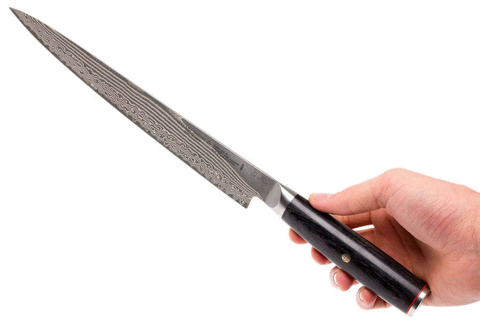Couteau sujihiki japonais Miyabi 5000FCD lame 24cm damas 48 couches manche pakkawood