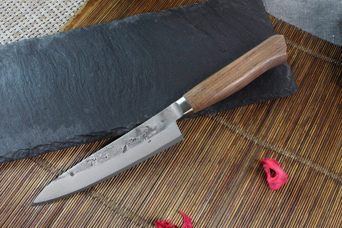 Couteau universel japonais artisanal Wusaki Nogami BS2 12.5cm manche en noyer
