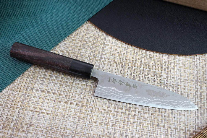 Couteau universel japonais Japan Kanetsune Blue Steel damas 13.5cm