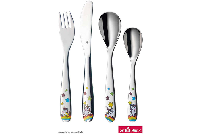 Couverts enfant 4 pièces WMF Licorne en acier inox 18/10 Cromargan