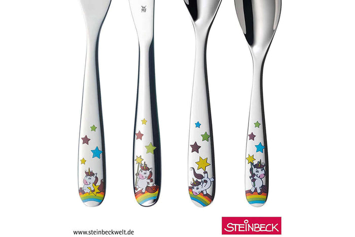 Couverts enfant 4 pièces WMF Licorne en acier inox 18/10 Cromargan