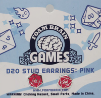 D20 Stud Earrings Pink