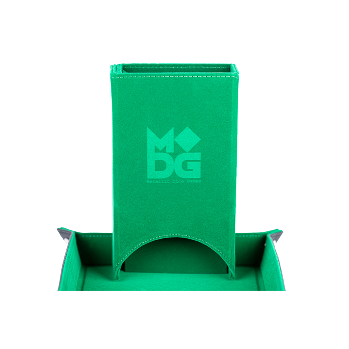 Fold Up Velvet Dice Tower Green