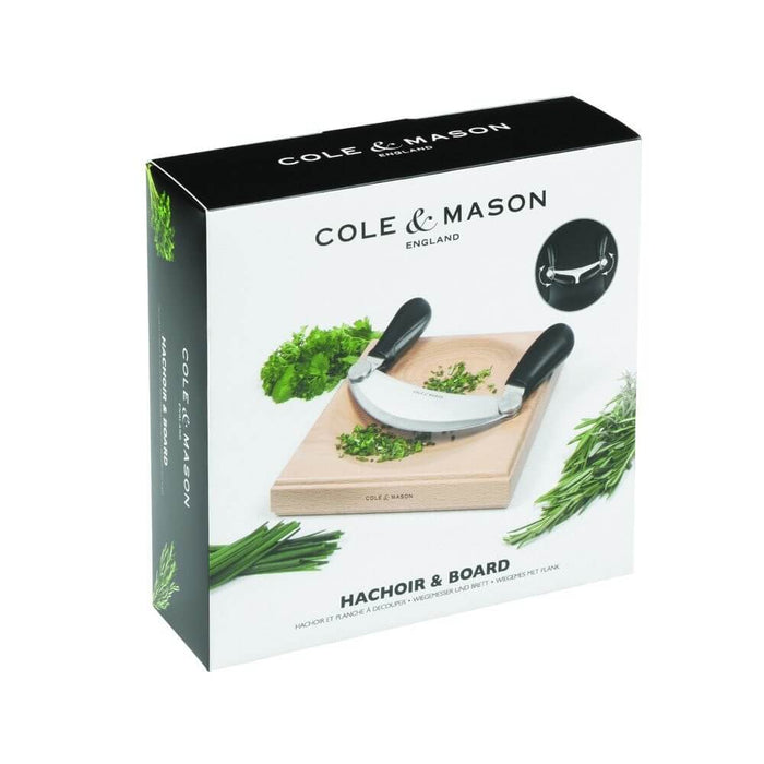 Hachoir à herbes Cole & Mason avec planche à découper en bois