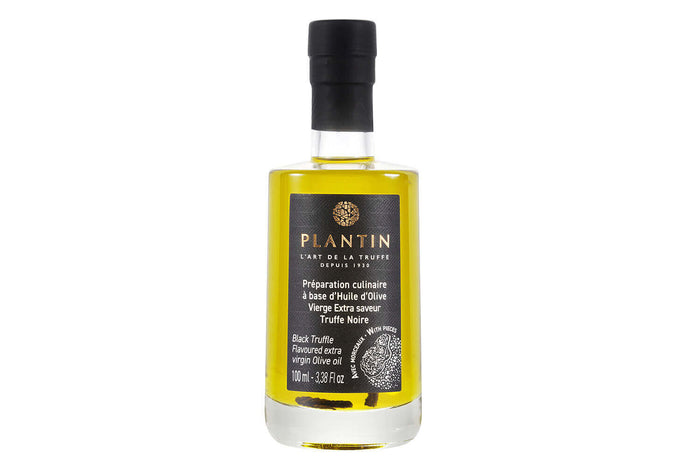Huile d'olive extra vierge Plantin aromatisée à la truffe noire avec morceaux - 100 ml